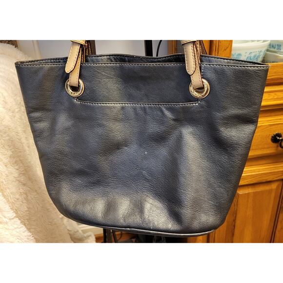 Michael Kors Gray Leather Satchel Handbag Purse Gold Hardware - Picture 1 of 15